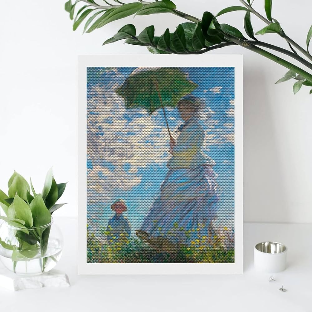 絵画 ［ ビーズ絵 ］ Amazon | ダイヤモンドアート クロード モネ 日傘さす女性